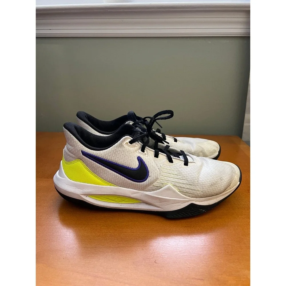 Nike Precision 5 Basketball Shoes Athletic White Neon Men Size 10